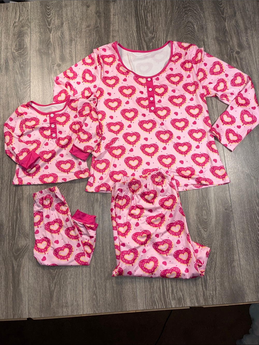 Pink Heart-Print Mommy & Me Pajama Set Large & 2T
